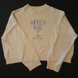 moon & madison Cream 'Spicy Margarita' Graphic Crewneck Sweater